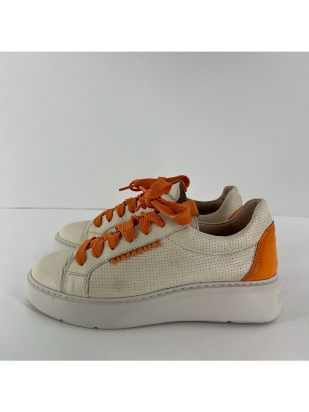 Hispanitas Oceania Mandarin Leather Sneakers Womens 36 Triflow Gel Cream Orange - Picture 2 of 14